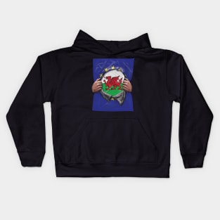 Wales Flag European Union Flag Ripped Open - Gift for Welsh From Wales Kids Hoodie